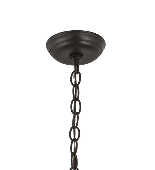Meyda Lighting Diamond 17" Textured Black Prime Pendant Light With Amber Mica Shade Glass