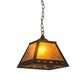 Meyda Lighting Diamond 17" Textured Black Prime Pendant Light With Amber Mica Shade Glass
