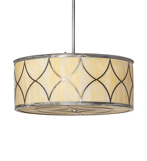 Meyda Lighting Diamond 30" 4-Light Raw Steel Cilindro Pendant Light With Creme Carrara Idalight Shade