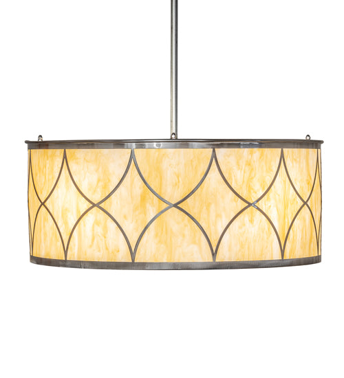 Meyda Lighting Diamond 30" 4-Light Raw Steel Cilindro Pendant Light With Creme Carrara Idalight Shade