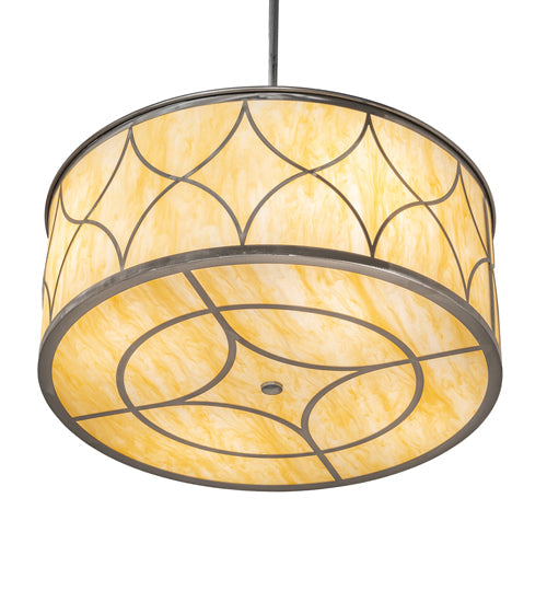 Meyda Lighting Diamond 30" 4-Light Raw Steel Cilindro Pendant Light With Creme Carrara Idalight Shade