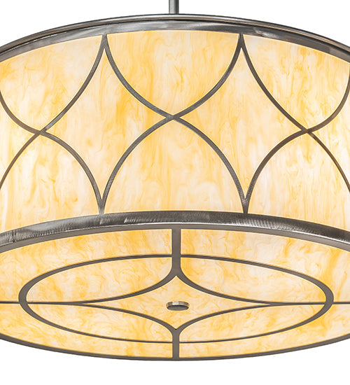 Meyda Lighting Diamond 30" 4-Light Raw Steel Cilindro Pendant Light With Creme Carrara Idalight Shade