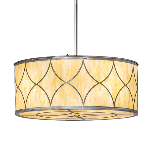 Meyda Lighting Diamond 30" 4-Light Raw Steel Cilindro Pendant Light With Creme Carrara Idalight Shade