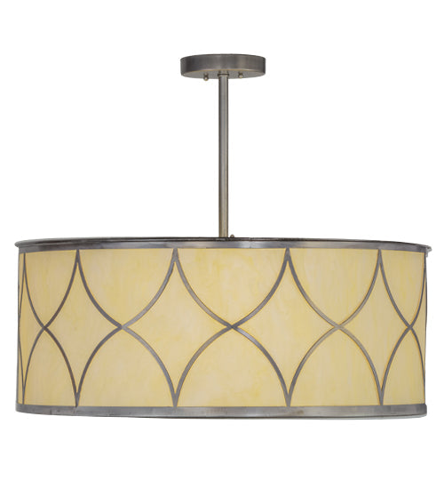 Meyda Lighting Diamond 30" 4-Light Silver Steel Cilindro Pendant Light With Creme Carrare Idalight Shade