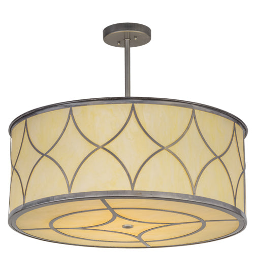 Meyda Lighting Diamond 30" 4-Light Silver Steel Cilindro Pendant Light With Creme Carrare Idalight Shade