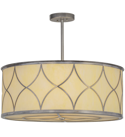 Meyda Lighting Diamond 30" 4-Light Silver Steel Cilindro Pendant Light With Creme Carrare Idalight Shade