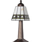Meyda Lighting Diamond Band Mission 10" Mahogany Bronze Mini Table Lamp With Multi-Colored Stained Shade Glass