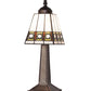Meyda Lighting Diamond Band Mission 10" Mahogany Bronze Mini Table Lamp With Multi-Colored Stained Shade Glass