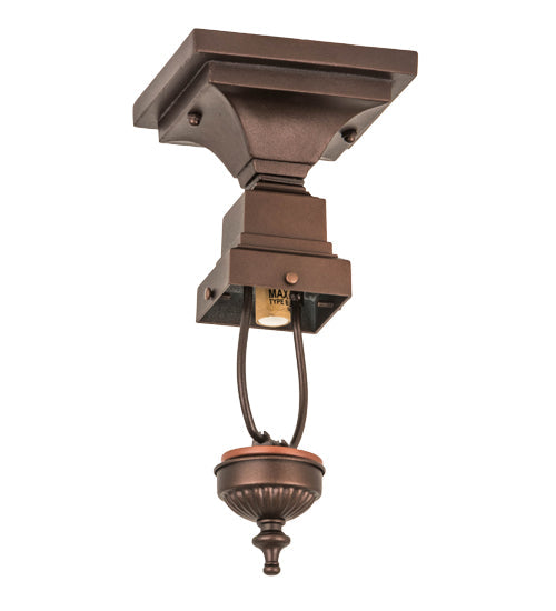 Meyda Lighting Diamond Band Mission 139925 7" Mahogany Bronze Flush Mount Light With Multi-Colored Shade Glass