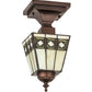Meyda Lighting Diamond Band Mission 139925 7" Mahogany Bronze Flush Mount Light With Multi-Colored Shade Glass