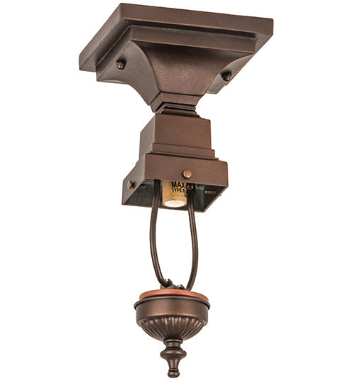 Meyda Lighting Diamond Band Mission 139925 7" Mahogany Bronze Flush Mount Light With Multi-Colored Shade Glass