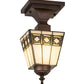 Meyda Lighting Diamond Band Mission 139925 7" Mahogany Bronze Flush Mount Light With Multi-Colored Shade Glass