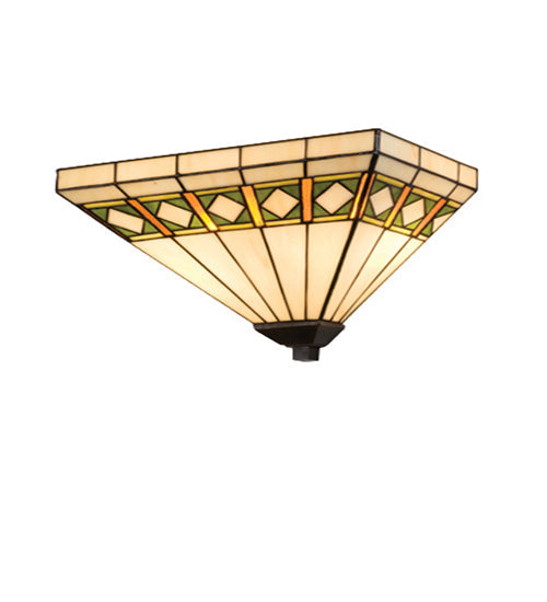Meyda Lighting Diamond Band Mission 14" 2-Light Wall Sconce With Multi-Colored Shade Glass