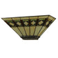 Meyda Lighting Diamond Band Mission 16" 2-Light Mahogany Bronze Wall Sconce With Multi-Colored Shade Glass