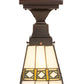 Meyda Lighting Diamond Band Mission 185602 7" Mahogany Bronze Flush Mount Light With Multi-Colored Shade Glass
