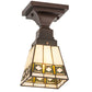 Meyda Lighting Diamond Band Mission 185602 7" Mahogany Bronze Flush Mount Light With Multi-Colored Shade Glass