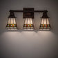Meyda Lighting Diamond Band Mission 20" 3-Light Mahogany Bronze Vanity Light With Multi-Colored Shade Glass