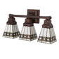 Meyda Lighting Diamond Band Mission 20" 3-Light Mahogany Bronze Vanity Light With Multi-Colored Shade Glass