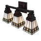 Meyda Lighting Diamond Band Mission 20" 3-Light Mahogany Bronze Vanity Light With Multi-Colored Shade Glass
