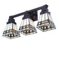 Meyda Lighting Diamond Band Mission 20" 3-Light Mahogany Bronze Vanity Light With Multi-Colored Shade Glass