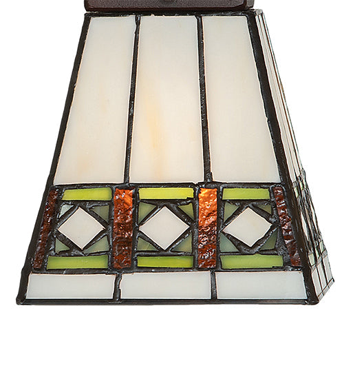 Meyda Lighting Diamond Band Mission 20" 3-Light Mahogany Bronze Vanity Light With Multi-Colored Shade Glass