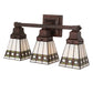 Meyda Lighting Diamond Band Mission 20" 3-Light Mahogany Bronze Vanity Light With Multi-Colored Shade Glass
