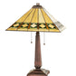 Meyda Lighting Diamond Band Mission 23" 2-Light Mahogany Bronze Table Lamp With Multi-Colored Shade Glass