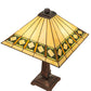 Meyda Lighting Diamond Band Mission 23" 2-Light Mahogany Bronze Table Lamp With Multi-Colored Shade Glass