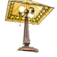 Meyda Lighting Diamond Band Mission 23" 2-Light Mahogany Bronze Table Lamp With Multi-Colored Shade Glass