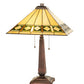 Meyda Lighting Diamond Band Mission 23" 2-Light Mahogany Bronze Table Lamp With Multi-Colored Shade Glass