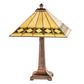 Meyda Lighting Diamond Band Mission 24" 2-Light Mahogany Bronze Table Lamp With Multi-Colored Shade Glass