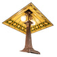 Meyda Lighting Diamond Band Mission 24" 2-Light Mahogany Bronze Table Lamp With Multi-Colored Shade Glass