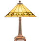 Meyda Lighting Diamond Band Mission 24" 2-Light Mahogany Bronze Table Lamp With Multi-Colored Shade Glass