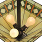 Meyda Lighting Diamond Band Mission 24" 3-Light Mahogany Bronze Inverted Pendant Light With Multi-Colored Shade Glass