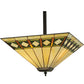 Meyda Lighting Diamond Band Mission 24" 3-Light Mahogany Bronze Inverted Pendant Light With Multi-Colored Shade Glass