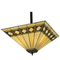 Meyda Lighting Diamond Band Mission 24" 3-Light Mahogany Bronze Inverted Pendant Light With Multi-Colored Shade Glass
