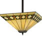 Meyda Lighting Diamond Band Mission 24" 3-Light Mahogany Bronze Inverted Pendant Light With Multi-Colored Shade Glass