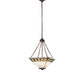 Meyda Lighting Diamond Band Mission 24" 4-Light Mahogany Bronze Inverted Pendant Light With Green & Beige Shade Glass