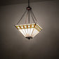 Meyda Lighting Diamond Band Mission 24" 4-Light Mahogany Bronze Inverted Pendant Light With Green & Beige Shade Glass