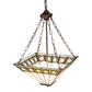 Meyda Lighting Diamond Band Mission 24" 4-Light Mahogany Bronze Inverted Pendant Light With Green & Beige Shade Glass