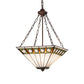 Meyda Lighting Diamond Band Mission 24" 4-Light Mahogany Bronze Inverted Pendant Light With Green & Beige Shade Glass