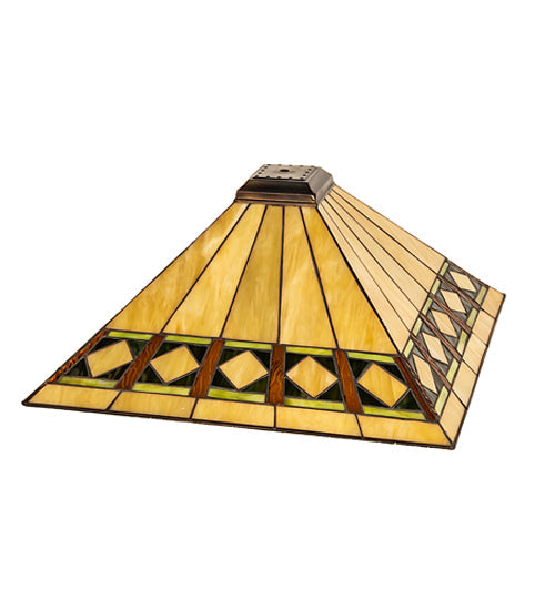 Meyda Lighting Diamond Band Mission 24" Beige & Green Shade Glass