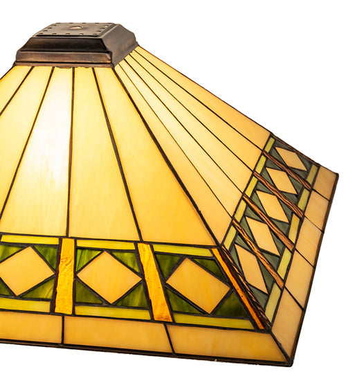 Meyda Lighting Diamond Band Mission 24" Beige & Green Shade Glass