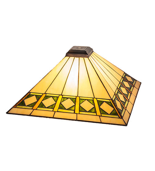 Meyda Lighting Diamond Band Mission 24" Beige & Green Shade Glass