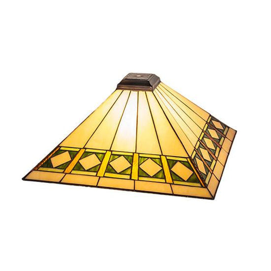 Meyda Lighting Diamond Band Mission 24" Beige & Green Shade Glass