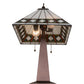 Meyda Lighting Diamond Band Mission 258383 24" 2-Light Mahogany Bronze Table Lamp With Multi-Colored Shade Glass