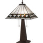 Meyda Lighting Diamond Band Mission 258383 24" 2-Light Mahogany Bronze Table Lamp With Multi-Colored Shade Glass