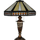 Meyda Lighting Diamond Band Mission 27" 2-Light Aged Bronze Table Lamp With Multi-Colored Shade Glass