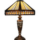 Meyda Lighting Diamond Band Mission 27" 2-Light Aged Bronze Table Lamp With Multi-Colored Shade Glass