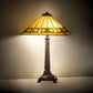 Meyda Lighting Diamond Band Mission 27" 2-Light Mahogany Bronze Table Lamp With Multi-Colored Shade Glass
